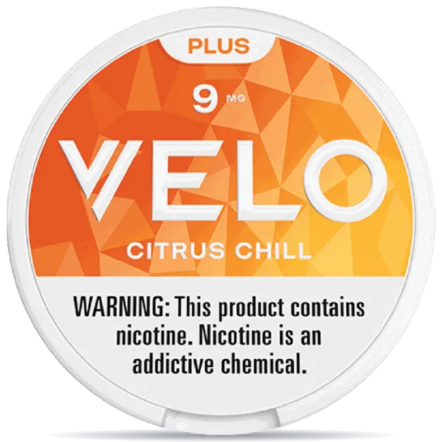 VELO Plus Citrus Chill 9mg nicotine pouches can strong citrus mint VELO nicotine pouches