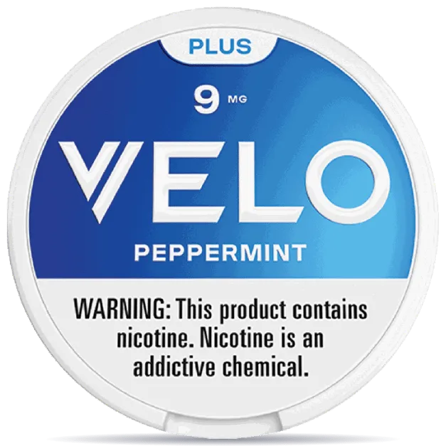 VELO Plus Peppermint 9mg nicotine pouches can extra strong mint flavor VELO pouch