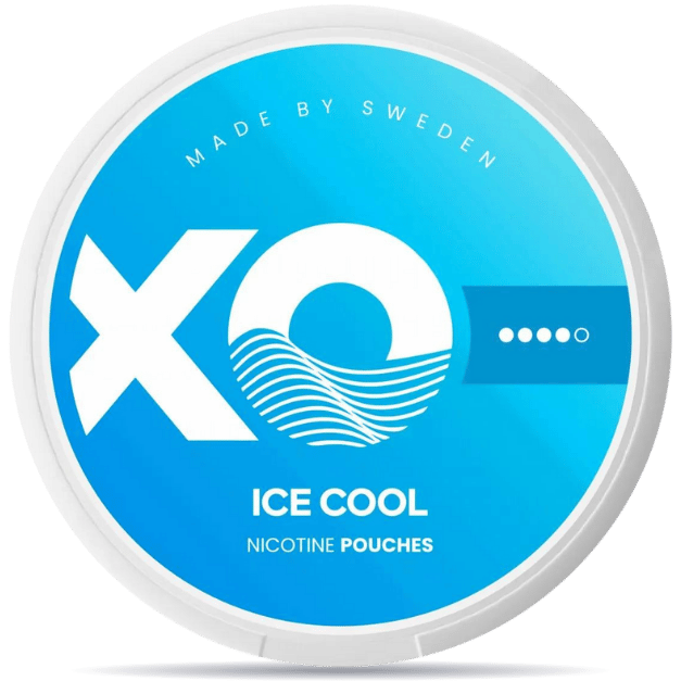 Front view of a can of XO Ice Cool 4mg nicotine pouches