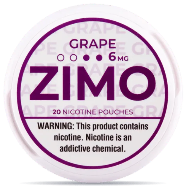 ZIMO Grape 6mg nicotine pouches – fruity grape slim white pouch can