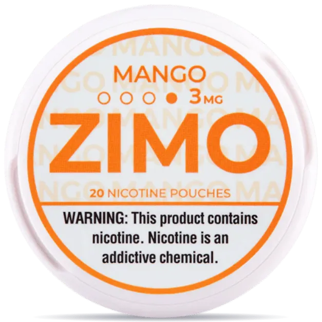 ZIMO Mango 3mg nicotine pouches – fruity mango flavor slim white pouch can
