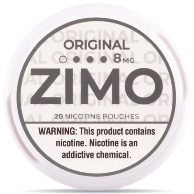 ZIMO Original 8mg nicotine pouches – extra strong classic tobacco slim white pouch can