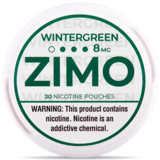 ZIMO Wintergreen 8mg nicotine pouches – extra strong wintergreen slim white pouch can