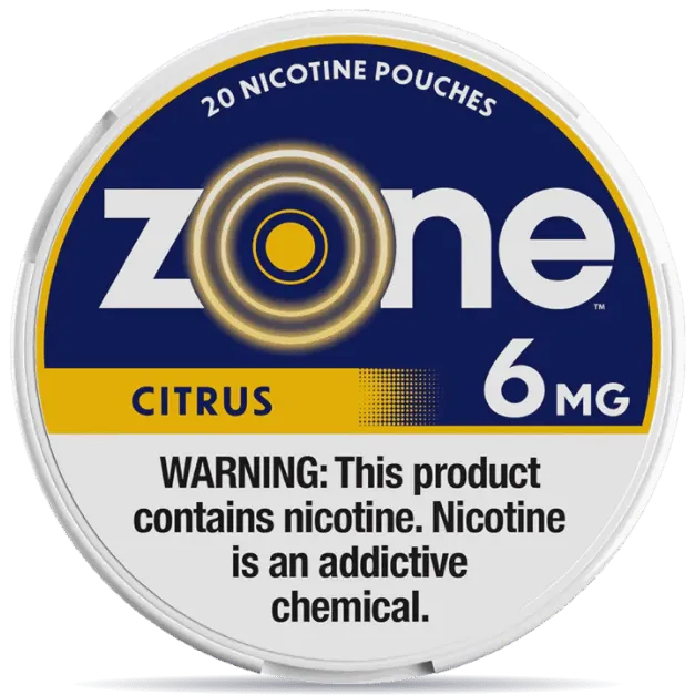 Zone Citrus 6mg nicotine pouches can front view 20 pouches