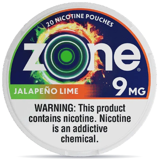 Zone Jalapeno Lime 9mg nicotine pouches can front view 20 pouches