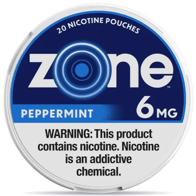 Zone Peppermint 6mg nicotine pouches can front view 20 pouches