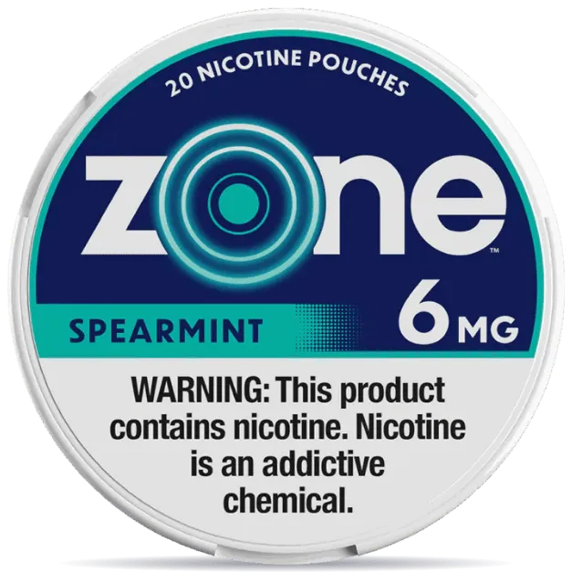 Zone Spearmint 6mg nicotine pouches can front view 20 pouches