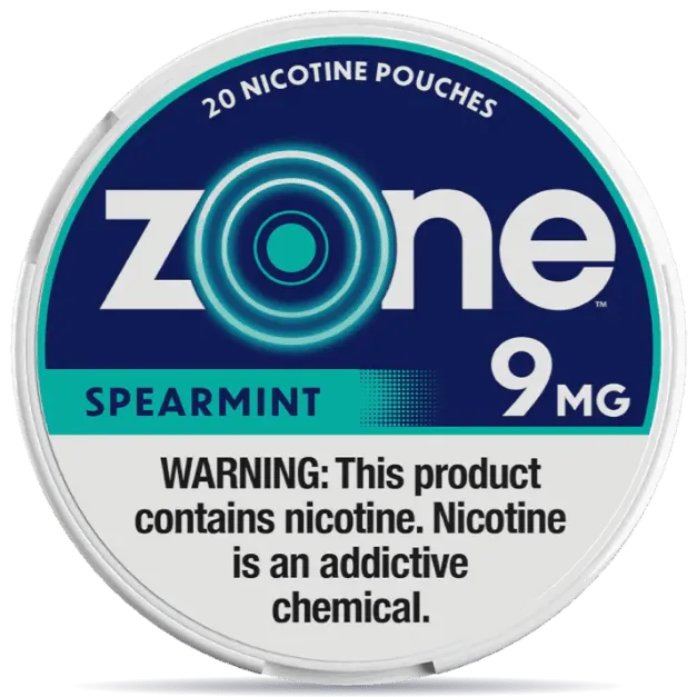 Zone Spearmint 9mg nicotine pouches can front view 20 pouches