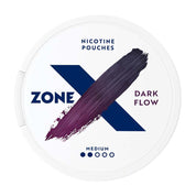 Front view of a can of ZONE X Dark Flow Medium nicotine pouches