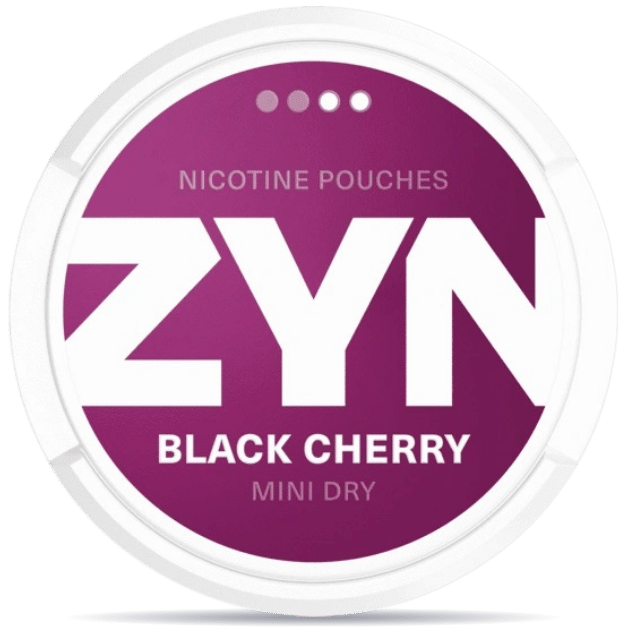 Front view of a can of ZYN Black Cherry 3mg nicotine pouches