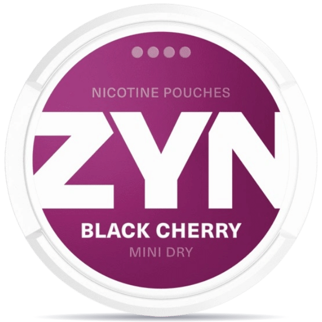 Front view of a can of ZYN Black Cherry 6mg nicotine pouches