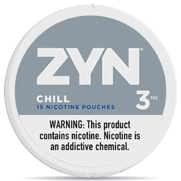 ZYN Chill 3mg nicotine pouches can front view 15 pouches