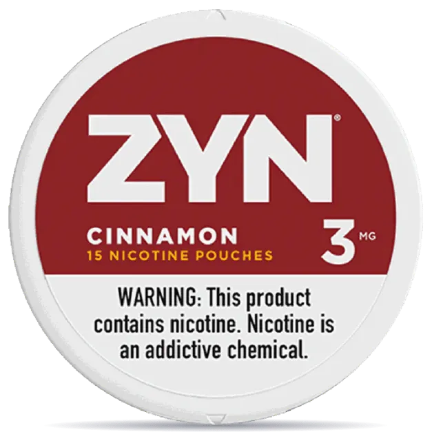 ZYN Cinnamon 3mg nicotine pouches can front view 15 pouches