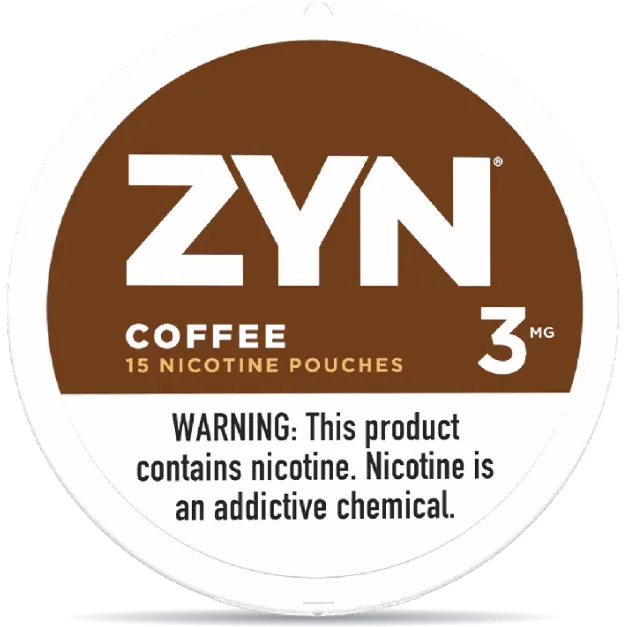 ZYN Coffee 3mg nicotine pouches can front view 15 pouches