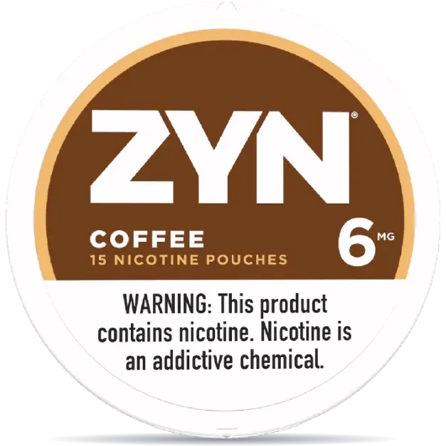 ZYN Coffee 6mg nicotine pouches can front view 15 pouches