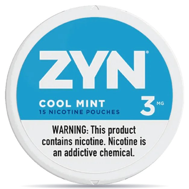 ZYN Cool Mint 3mg nicotine pouches can front view 15 pouches