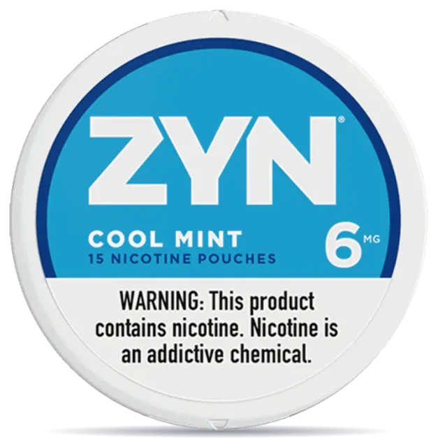 ZYN Cool Mint 6mg nicotine pouches can front view 15 pouches
