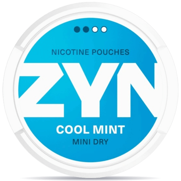 Front view of a can of ZYN Cool Mint Mini 3mg nicotine pouches