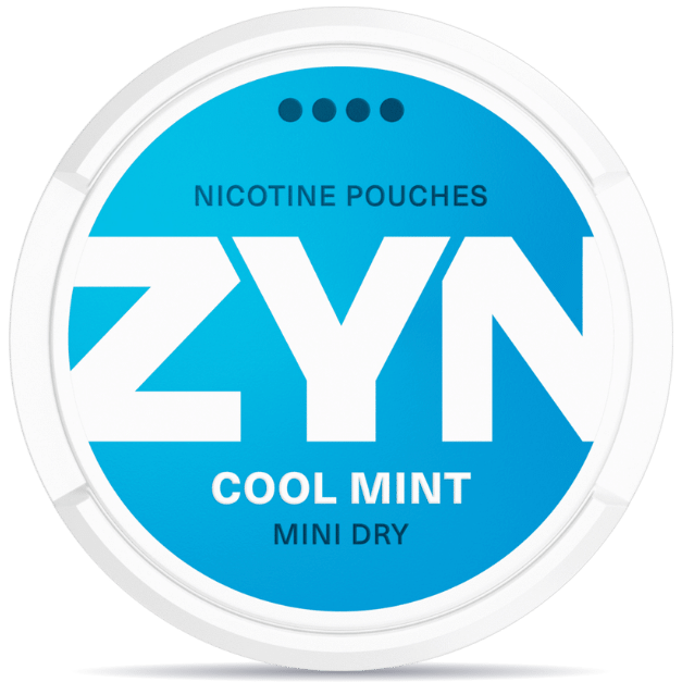 Front view of a can of ZYN Cool Mint Mini Extra Strong 6mg nicotine pouches