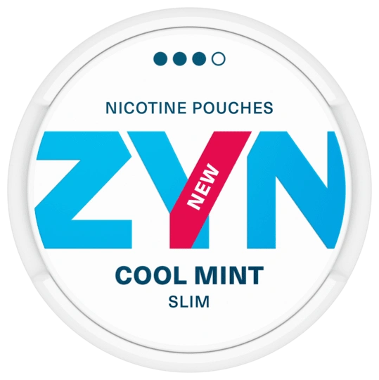 Front view of a can of ZYN Cool Mint Strong Slim 4mg nicotine pouches