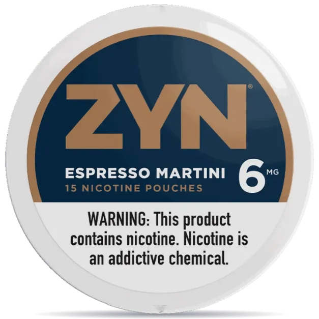 ZYN Espresso Martini 6mg nicotine pouches can front view 15 pouches