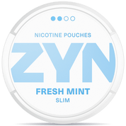 Front view of a can of ZYN Fresh Mint Slim nicotine pouches