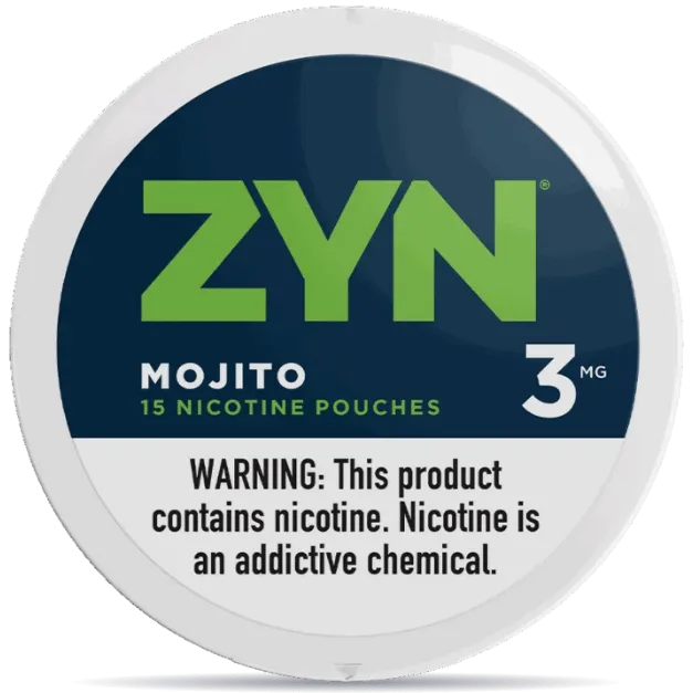 ZYN Mojito 3mg nicotine pouches can front view 15 pouches