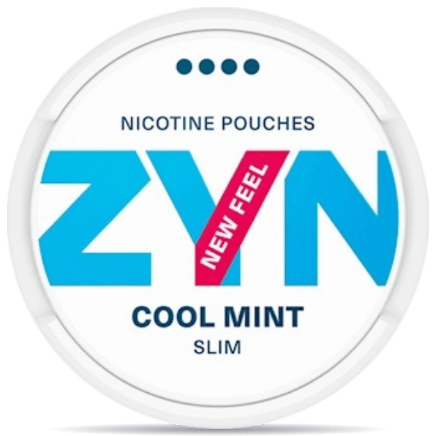 Front view of a can of ZYN Slim Cool Mint Extra Strong nicotine pouches