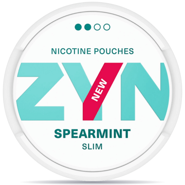 Front view of a can of ZYN Spearmint Slim 4mg nicotine pouches