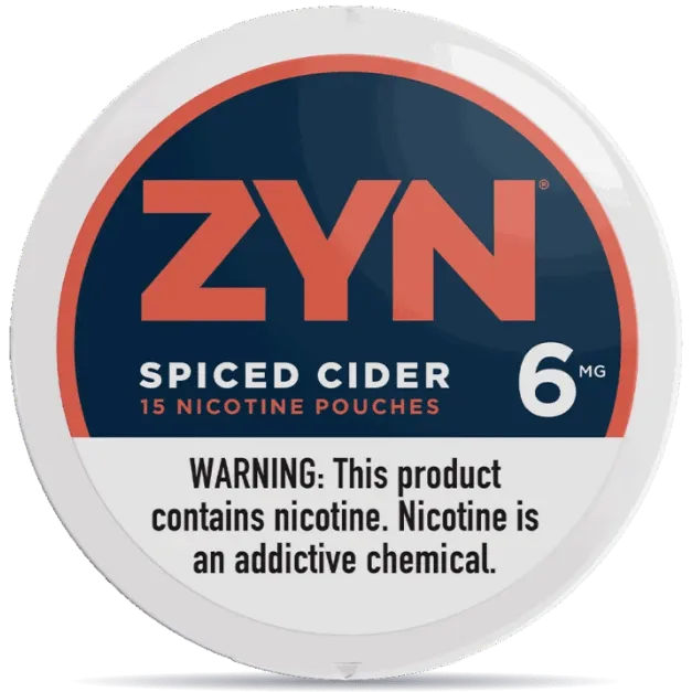 ZYN Spiced Cider 6mg nicotine pouches can front view 15 pouches