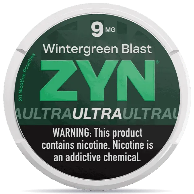 ZYN Ultra Wintergreen Blast 9mg Nicotine Pouches Can – Bold Wintergreen Mint Flavor
